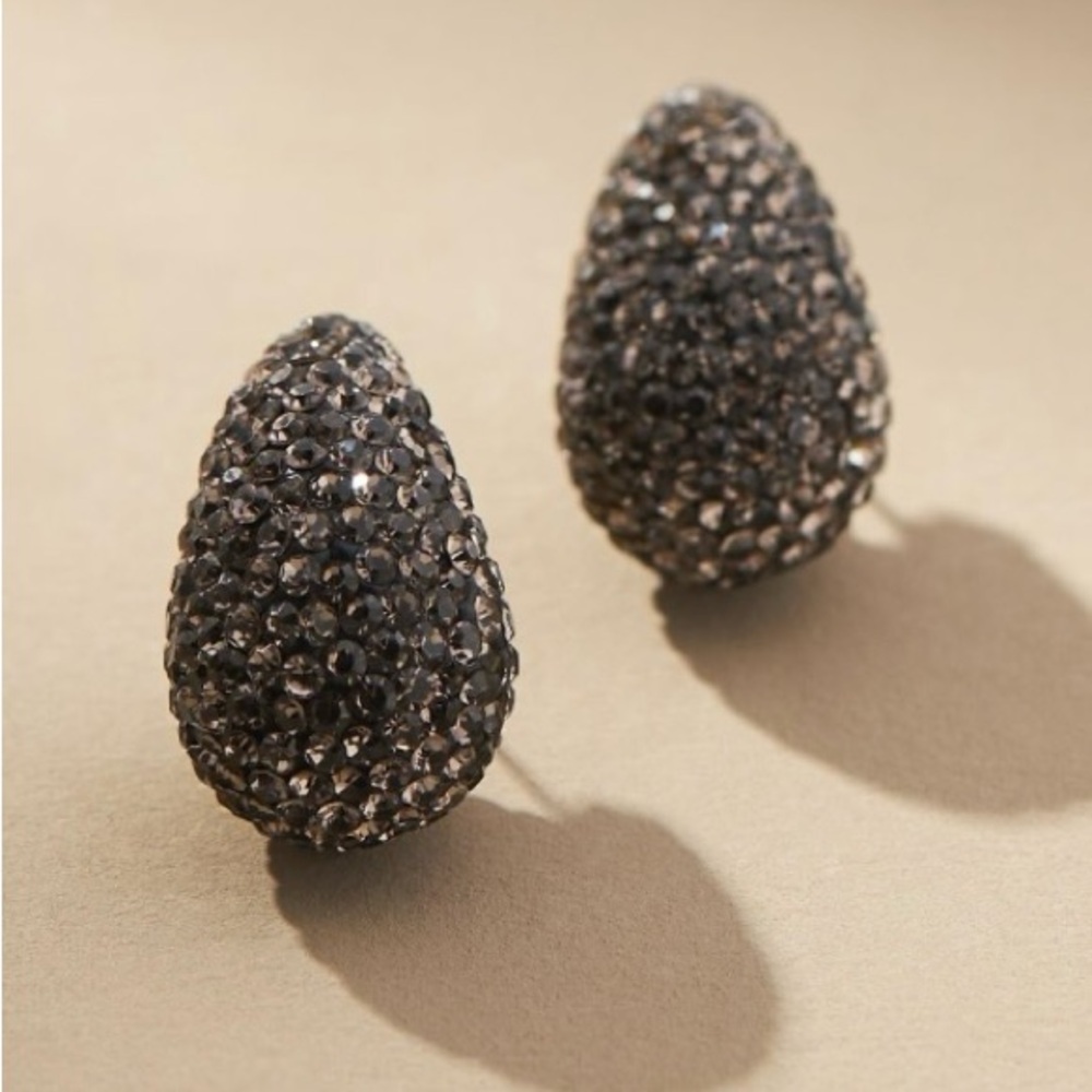 NWT Anthropologie Dark Grey Crystal Earrings